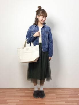 「FREAK'S STORE（フリークスストア）のパーツイヤリング-クリア-（イヤリング）」を使った、内山陽菜さん（レディース・149cm）の冬コーディネート