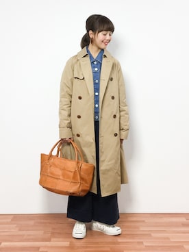 「SpRay（スプレイ）のアイテム（デニムジャケット）」を使った、内山陽菜さん（レディース・149cm）の冬コーディネート