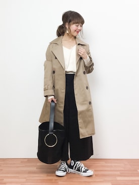 「SEVENDAYS=SUNDAY（セブンデイズサンデイ）のアイテム（トレンチコート）」を使った、内山陽菜さん（レディース・149cm）の春コーディネート