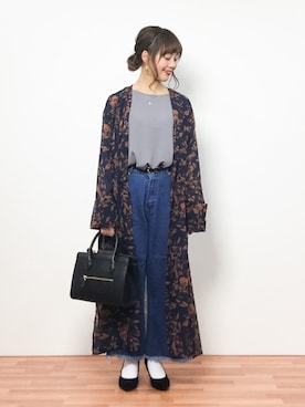 「WC（ダブル シー）のアイテム（デニムパンツ）」を使った、内山陽菜さん（レディース・149cm）の春コーディネート
