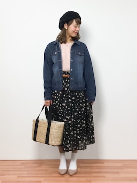 「rps（アールピーエス）のアイテム（デニムジャケット）」を使った、内山陽菜さん（レディース・149cm）の春コーディネート