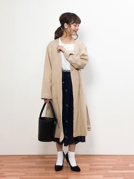 「PAGEBOY（ページボーイ）のアイテム（ノーカラージャケット）」を使った、内山陽菜さん（レディース・149cm）の春コーディネート