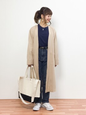 「PAGEBOY（ページボーイ）のアイテム（ノーカラージャケット）」を使った、内山陽菜さん（レディース・149cm）の春コーディネート