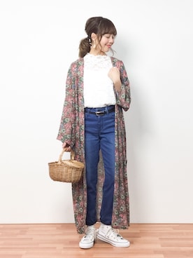 「DOUBLE NAME（ダブルネーム）のアイテム（その他アウター）」を使った、内山陽菜さん（レディース・149cm）の春コーディネート
