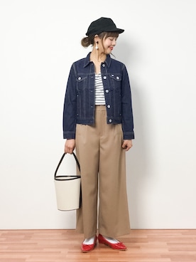 「EDWIN（エドウィン）のアイテム（ジャケット/アウター）」を使った、内山陽菜さん（レディース・149cm）の春コーディネート