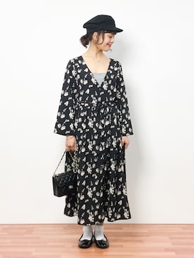 「Right-on（ライトオン）のアイテム（シャツワンピース）」を使った、内山陽菜さん（レディース・149cm）の春コーディネート