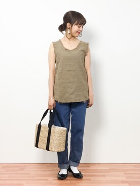 「Ameri（アメリ）のアイテム（トップス）」を使った、内山陽菜さん（レディース・149cm）の春コーディネート