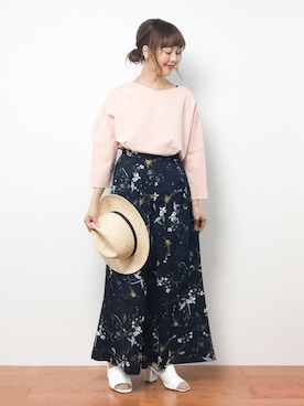 「バルーンスリーブ」｜内山陽菜さん（レディース・149cm）の夏コーディネート