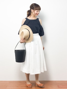 「SHIPS Days（シップスデイズ）のアイテム」を使った、内山陽菜さん（レディース・149cm）の夏コーディネート