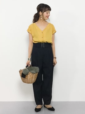 「kakatoo（カカトゥ）のアイテム」を使った、内山陽菜さん（レディース・149cm）の夏コーディネート