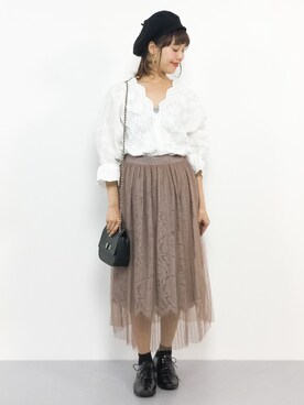 「HusHusH（ハッシュアッシュ）のアイテム」を使った、内山陽菜さん（レディース・149cm）の秋コーディネート