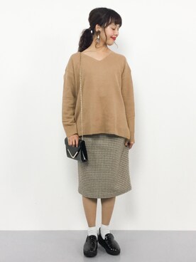 内山陽菜さん（レディース・149cm）の秋コーディネート