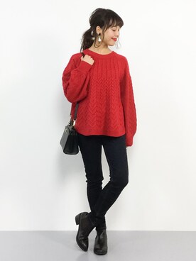 「NATURAL BEAUTY BASIC（ナチュラルビューティーベーシック）の【JJ 12月号掲載】ワンハンドルヒネリショルダーバッグ（ショルダーバッグ）」を使った、内山陽菜さん（レディース・149cm）の秋コーディネート