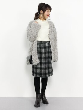 「SpRay（スプレイ）のアイテム（ノーカラージャケット）」を使った、内山陽菜さん（レディース・149cm）の秋コーディネート