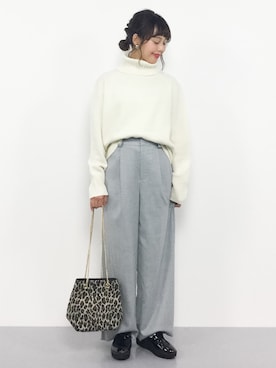 「ハイネックトップス」｜内山陽菜さん（レディース・149cm）の秋コーディネート