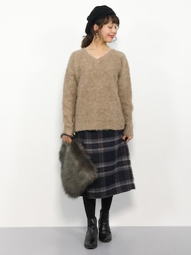 「reca（レカ）のアイテム（バッグ）」を使った、内山陽菜さん（レディース・149cm）の秋コーディネート