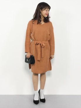 「SpRay（スプレイ）のアイテム（ワンピース/ドレス）」を使った、内山陽菜さん（レディース・149cm）の秋コーディネート