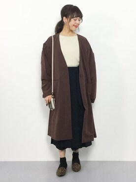 「ラップパンツ」｜「アイテム（その他アウター）」を使った、内山陽菜さん（レディース・149cm）の冬コーディネート