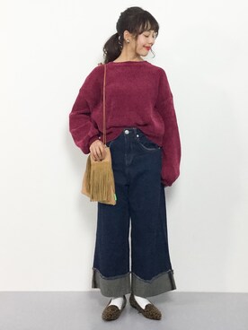 「Luz Llena（ラズレナ）のアイテム」を使った、内山陽菜さん（レディース・149cm）の冬コーディネート