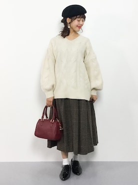 「Luz Llena（ラズレナ）のアイテム」を使った、内山陽菜さん（レディース・149cm）の冬コーディネート