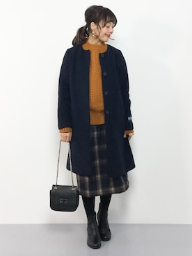 「Cheek（チーク）のアイテム（その他アウター）」を使った、内山陽菜さん（レディース・149cm）の冬コーディネート
