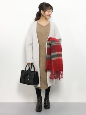 「Simplicite（サンプリシテ）のアイテム（その他アウター）」を使った、内山陽菜さん（レディース・149cm）の冬コーディネート
