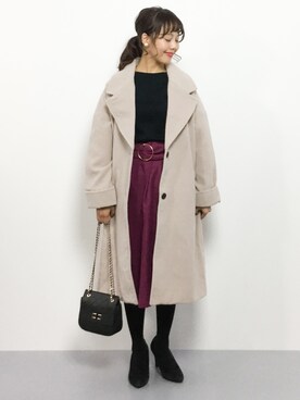 「coca（coca）（コカ）のアイテム（ジャケット/アウター）」を使った、内山陽菜さん（レディース・149cm）の冬コーディネート