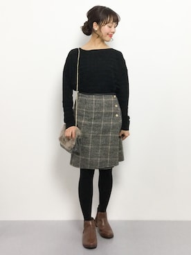 「ROPE'（ロペ）のアイテム」を使った、内山陽菜さん（レディース・149cm）の冬コーディネート