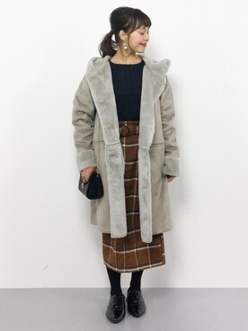 「Honeys（ハニーズ）のアイテム（その他アウター）」を使った、内山陽菜さん（レディース・149cm）の冬コーディネート