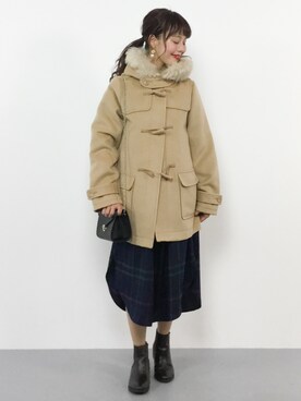 「dazzlin（ダズリン）のアイテム（ダッフルコート）」を使った、内山陽菜さん（レディース・149cm）の冬コーディネート