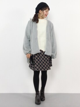 「袖ボリューム」｜「アイテム（ブルゾン）」を使った、内山陽菜さん（レディース・149cm）の冬コーディネート