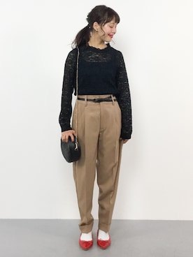 「ハイネックトップス」｜内山陽菜さん（レディース・149cm）の冬コーディネート