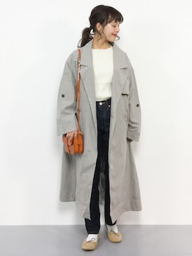 「select MOCA（セレクトモカ）のアイテム（トレンチコート）」を使った、内山陽菜さん（レディース・149cm）の冬コーディネート