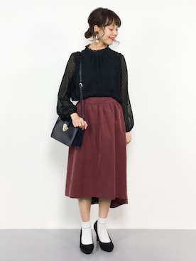 「ハイネックトップス」｜内山陽菜さん（レディース・149cm）の冬コーディネート