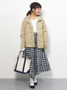 「Right-on（ライトオン）のアイテム（ブルゾン）」を使った、内山陽菜さん（レディース・149cm）の冬コーディネート