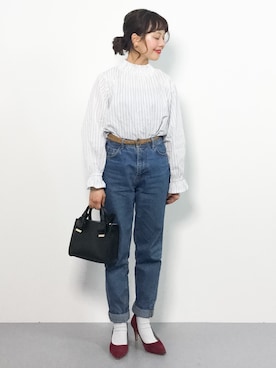 「ハイネックトップス」｜内山陽菜さん（レディース・149cm）の冬コーディネート