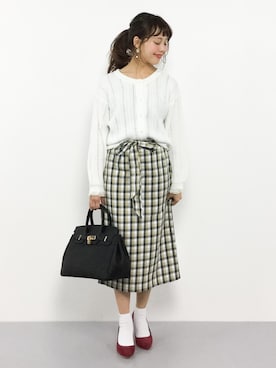 「透かし編みニット」｜内山陽菜さん（レディース・149cm）の冬コーディネート