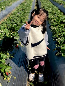「アイテム（スウェットパンツ）」を使った、leleleyenさん（キッズ・100cm）の冬コーディネート