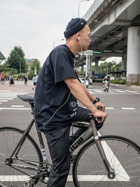 「DEMARCOLAB（デマルコラブ）のアイテム」を使った、Leeさん（メンズ・173cm）の夏コーディネート