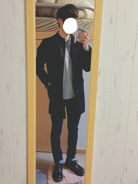 「MK MICHEL KLEIN HOMME （エムケーミッシェルクランオム）のアイテム（チェスターコート）」を使った、きっかわさん（メンズ・173cm）の冬コーディネート