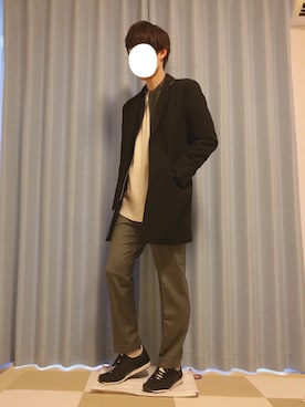 「MK MICHEL KLEIN HOMME （エムケーミッシェルクランオム）のアイテム（チェスターコート）」を使った、きっかわさん（メンズ・173cm）の冬コーディネート