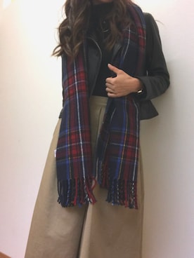 「チェック柄ストール」｜A.koさん（レディース・166cm）の冬コーディネート