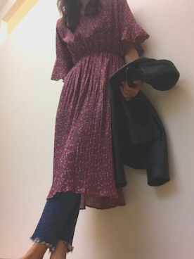 「NANO universe（ナノユニバース）のアイテム（ライダースジャケット）」を使った、A.koさん（レディース・166cm）の春コーディネート