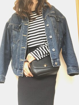 「ワッフル」｜「アイテム（デニムジャケット）」を使った、A.koさん（レディース・166cm）の春コーディネート