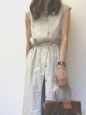 「ハイウエストストレートジーンズ」｜「アイテム（ワンピース/ドレス）」を使った、A.koさん（レディース・166cm）の春コーディネート