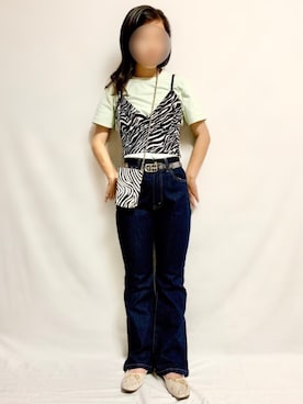 「クルーネック」｜「アイテム（バレエシューズ）」を使った、🌷𝒚𝒖𝒖𝒓𝒊.🌷さん（レディース・150cm）の夏コーディネート