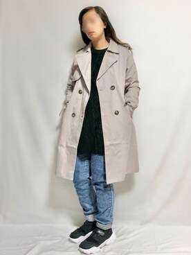 「ケーブルニット」｜「アイテム（トレンチコート）」を使った、🌷𝒚𝒖𝒖𝒓𝒊.🌷さん（レディース・150cm）の冬コーディネート