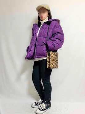 「UNIQLO（ユニクロ）のWOMEN ウルトラストレッチジーンズ（デニムパンツ）」を使った、🌷𝒚𝒖𝒖𝒓𝒊.🌷さん（レディース・150cm）の冬コーディネート