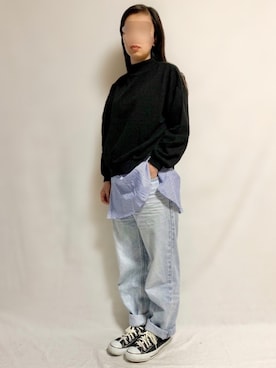 「Levi's（リーバイス）のDAD JEANS  CHARLIE BOY（デニムパンツ）」を使った、🌷𝒚𝒖𝒖𝒓𝒊.🌷さん（レディース・150cm）の冬コーディネート