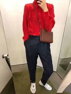 「CELINE」｜「アイテム（スリッポン）」を使った、木有喵WeChat：mew77it01さん（レディース・170cm）の春コーディネート